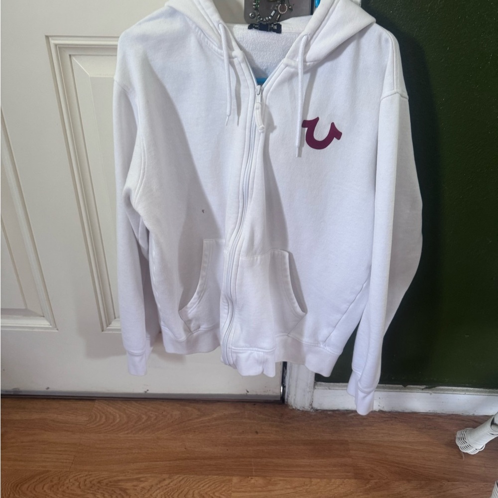 Kids White Hoodie with Red Logo